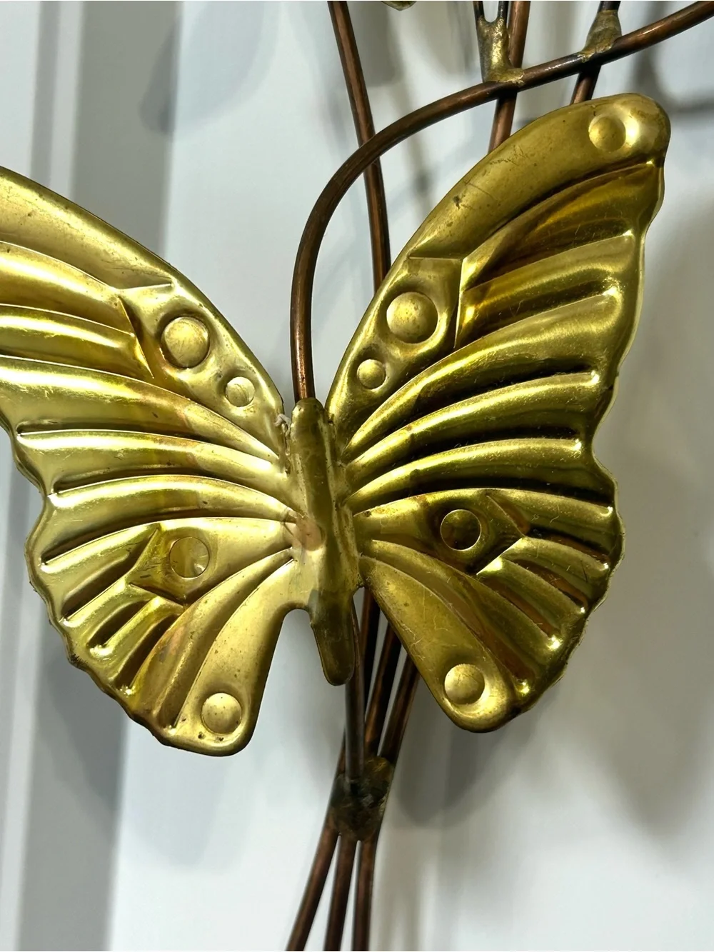 Metal Butterfly Sculptures Wall Hangings Flower Floral Vintage Decor 80s 90s